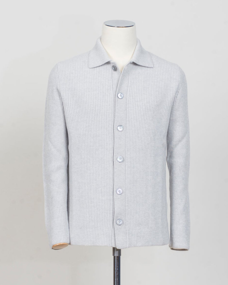 Article: 23104/15561
Col 044 / Light grey
Composition: 100% Cashmere (Felted)
Made in Italy Gran Sasso Ribbed Cashmere Overshirt / Light Grey