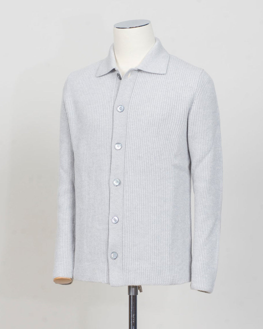 Article: 23104/15561
Col 044 / Light grey
Composition: 100% Cashmere (Felted)
Made in Italy Gran Sasso Ribbed Cashmere Overshirt / Light Grey