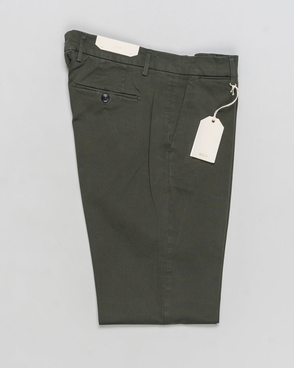 Article: 400008
Color: Militare / 00072
Composition: 97% Cotton 3% Elastan
Model: Soho
Flat front
Slanted side pockets
Beltloops
Beautiful color and broken in look and feel achieved by Garment dying process
Regular fit
1/2 hem 19.5 cm (Size 50)
Made in Naples, Italy Briglia Garment Dyed Soho Trousers / Militare