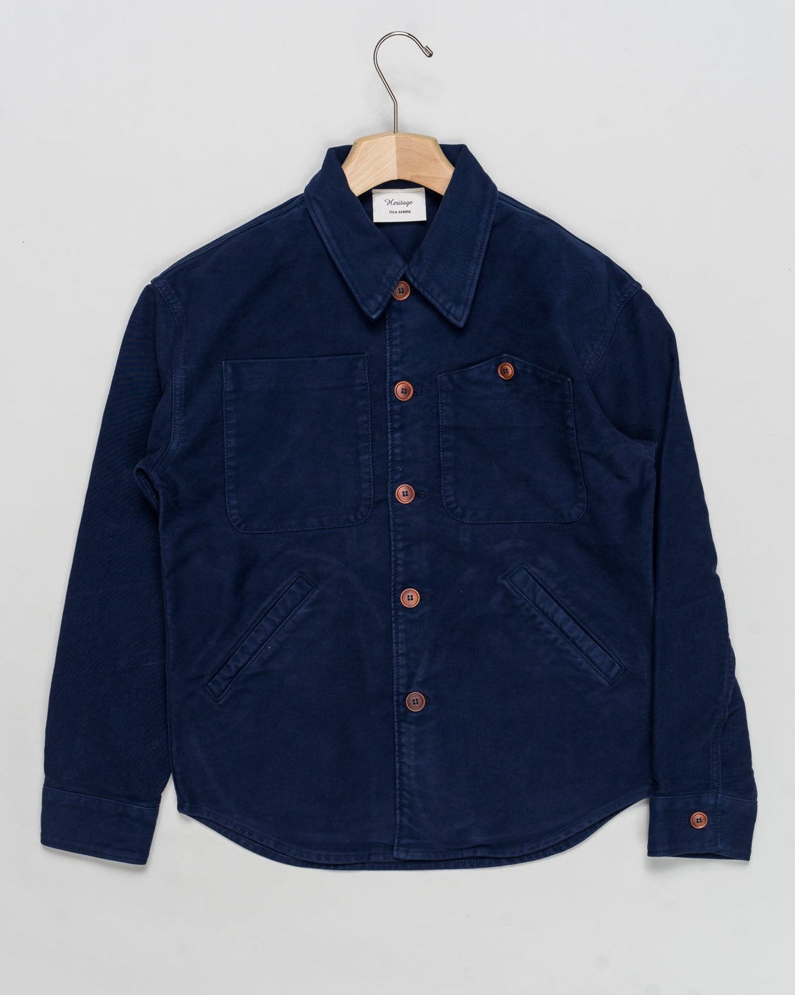 Quality 4V005
Col 4263 Blue
Model: Leo/2F
100% cotton
Made in Italy Tela Genova Moleskin Overshirt / Blue