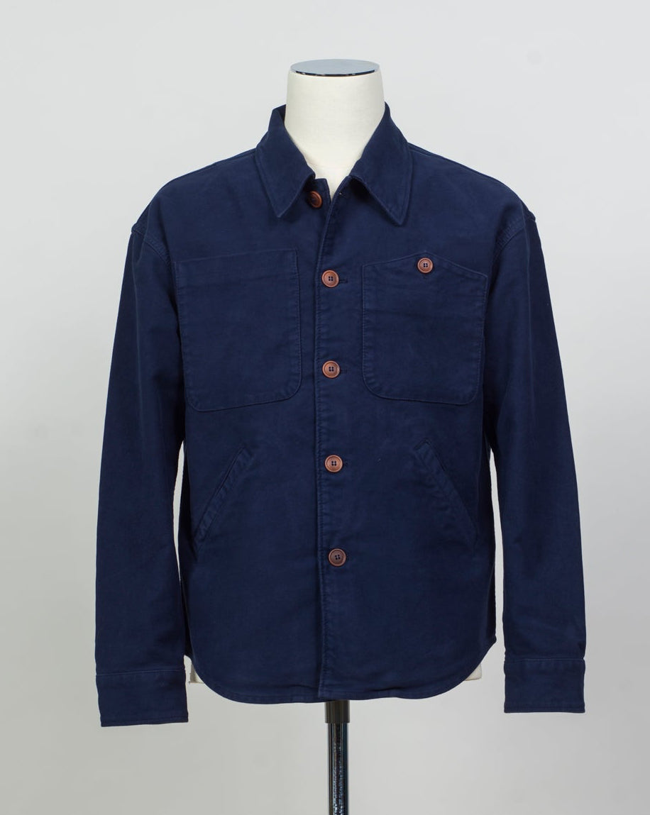 Quality 4V005
Col 4263 Blue
Model: Leo/2F
100% cotton
Made in Italy Tela Genova Moleskin Overshirt / Blue