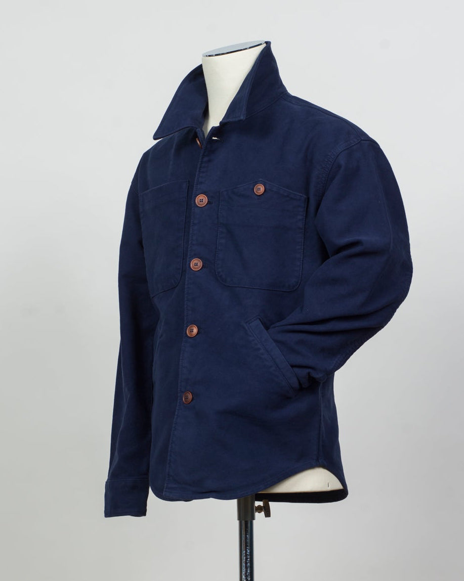 Quality 4V005
Col 4263 Blue
Model: Leo/2F
100% cotton
Made in Italy Tela Genova Moleskin Overshirt / Blue