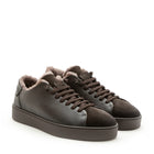 Fabiano Ricci Suede and Leather Sneaker / Dark Brown with Fur Lining