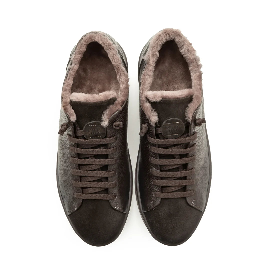 Fabiano Ricci Suede and Leather Sneaker / Dark Brown with Fur Lining