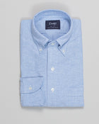 Ice Blue Oxford shirt with button-down collar. Classic and very versatile shirt for casual dressed up days. You can wear it with a tie but it sure is at it's best without one.  A stable for every mans wardrobe. 
100% Cotton. Handcrafted in Somerset, UK.
Regular Fit
Button-down collar with soft feel
Box pleat
Single round one button cuff
Point pocket
Mother of Pearl buttons
100% cotton
Made in England