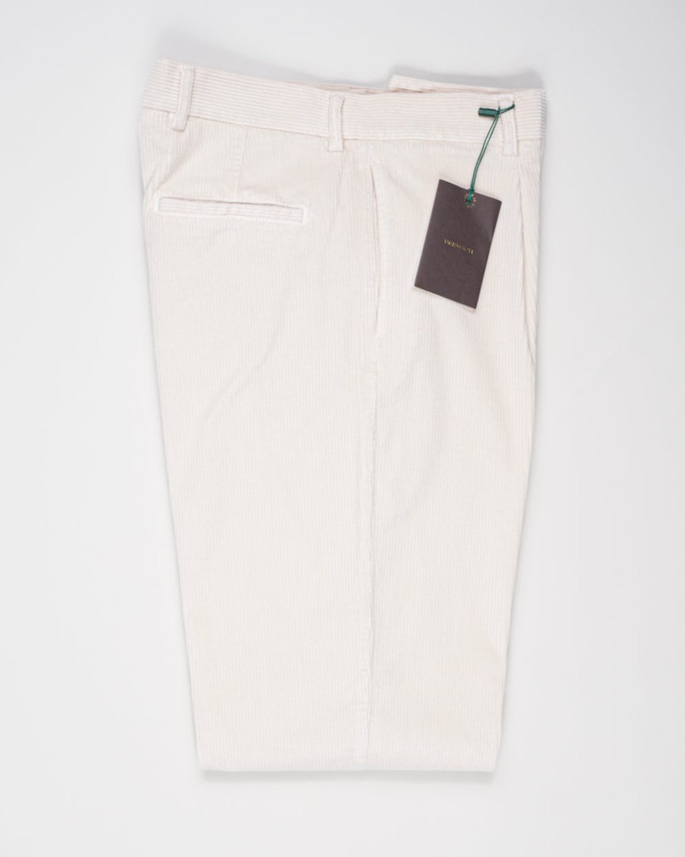 Model: Chiaia long
Single pleat
Front pockets: seam
Back pockets: welted
Hemming: 5cm turn ups
Article: dv0500x
Color: Latte
Composition: 98% Cotton 2% Elastan
Made in Martina Franca, Italy Berwich Garment Dyed Corduroy Trousers / Latte
