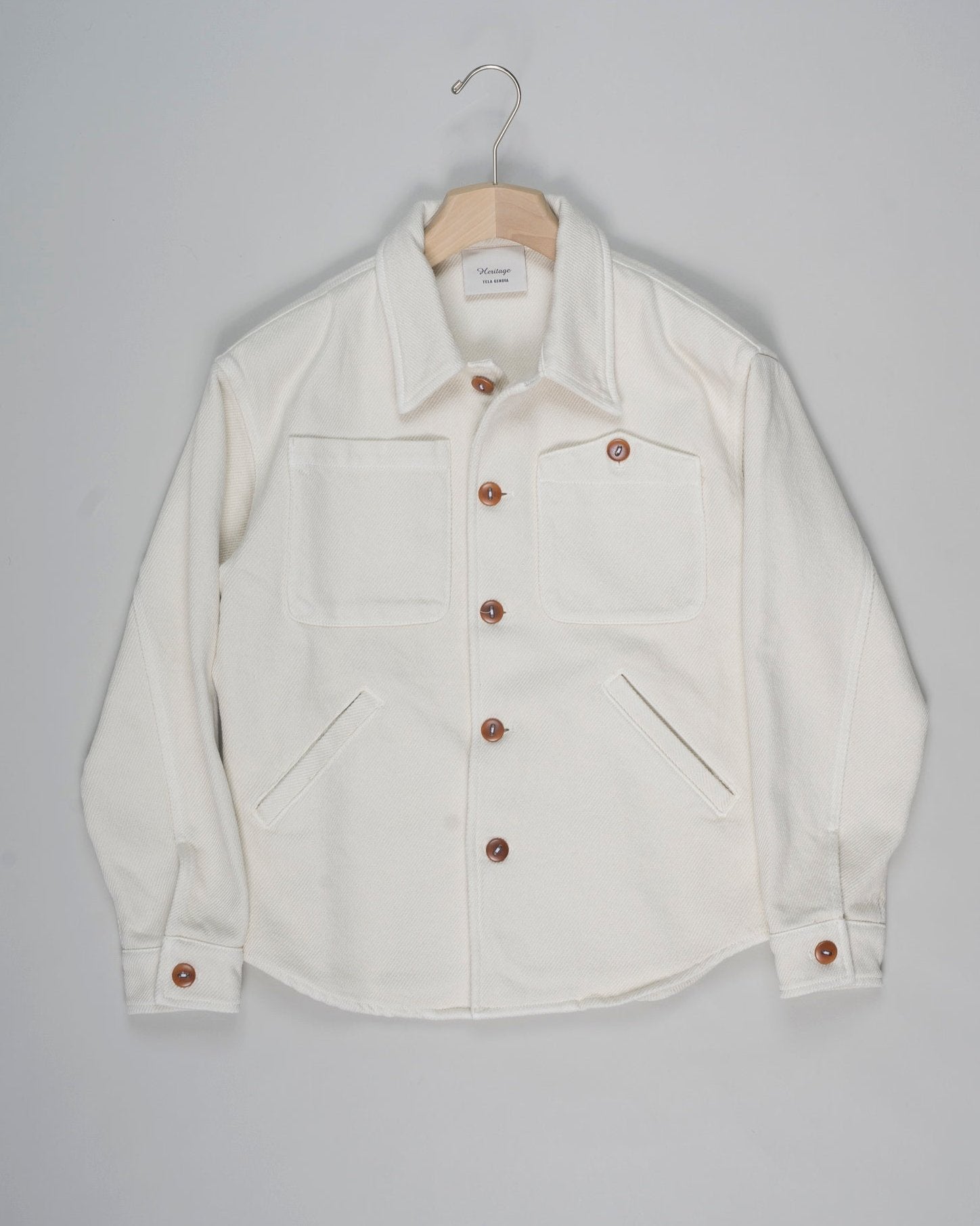 Composition: 100% Cotton
Color: 7383 / Mustard
Model: LEO/2F
Article: LEO011
Made in Italy Tela Genova Heavy Cotton Shirt Jacket / Natural White