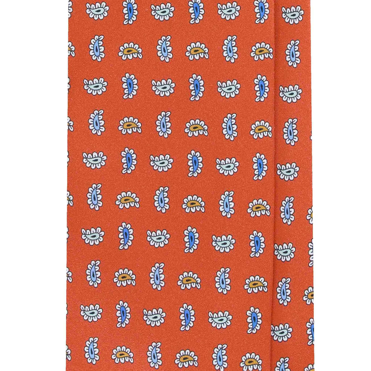 Serà Fine Silk Silk Tie with Colorful Paisley Pattern / Orange