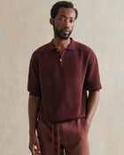 De Bonne Facture Honeycomb Knit Polo / Plum