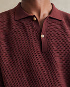 De Bonne Facture Honeycomb Knit Polo / Plum