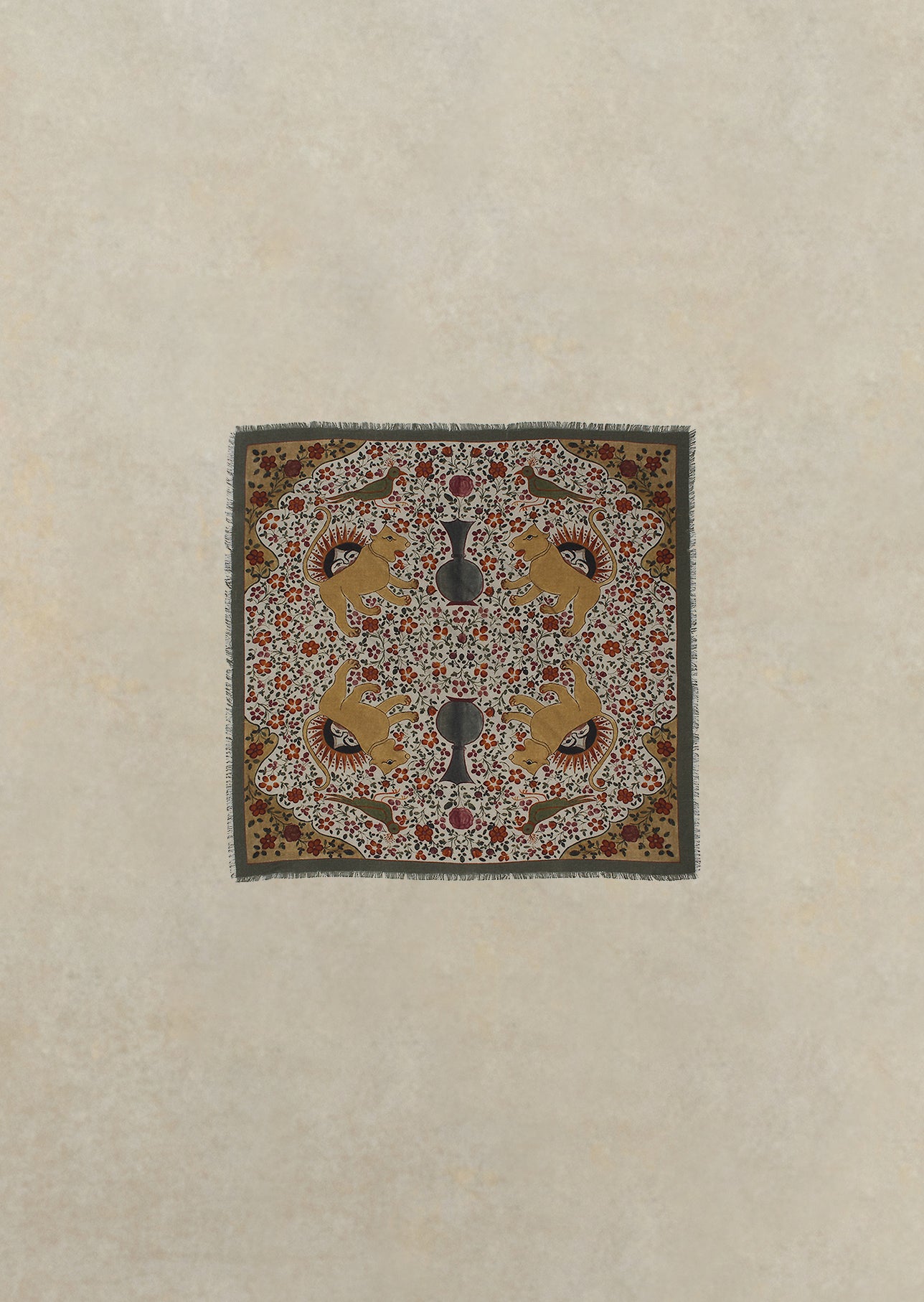De Bonne Facture Printed Wool Scarf / Ispahan Folk Pattern