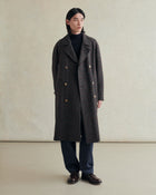 De Bonne Facture Grandad Coat Harris Tweed / Navy Houndstooth