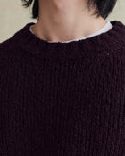 De Bonne Facture Bouclé Wool Crewneck Sweater / Plum