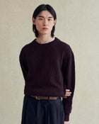 De Bonne Facture Bouclé Wool Crewneck Sweater / Plum