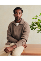 De Bonne Facture Bouclé Wool Zipped Sweater / Taupe