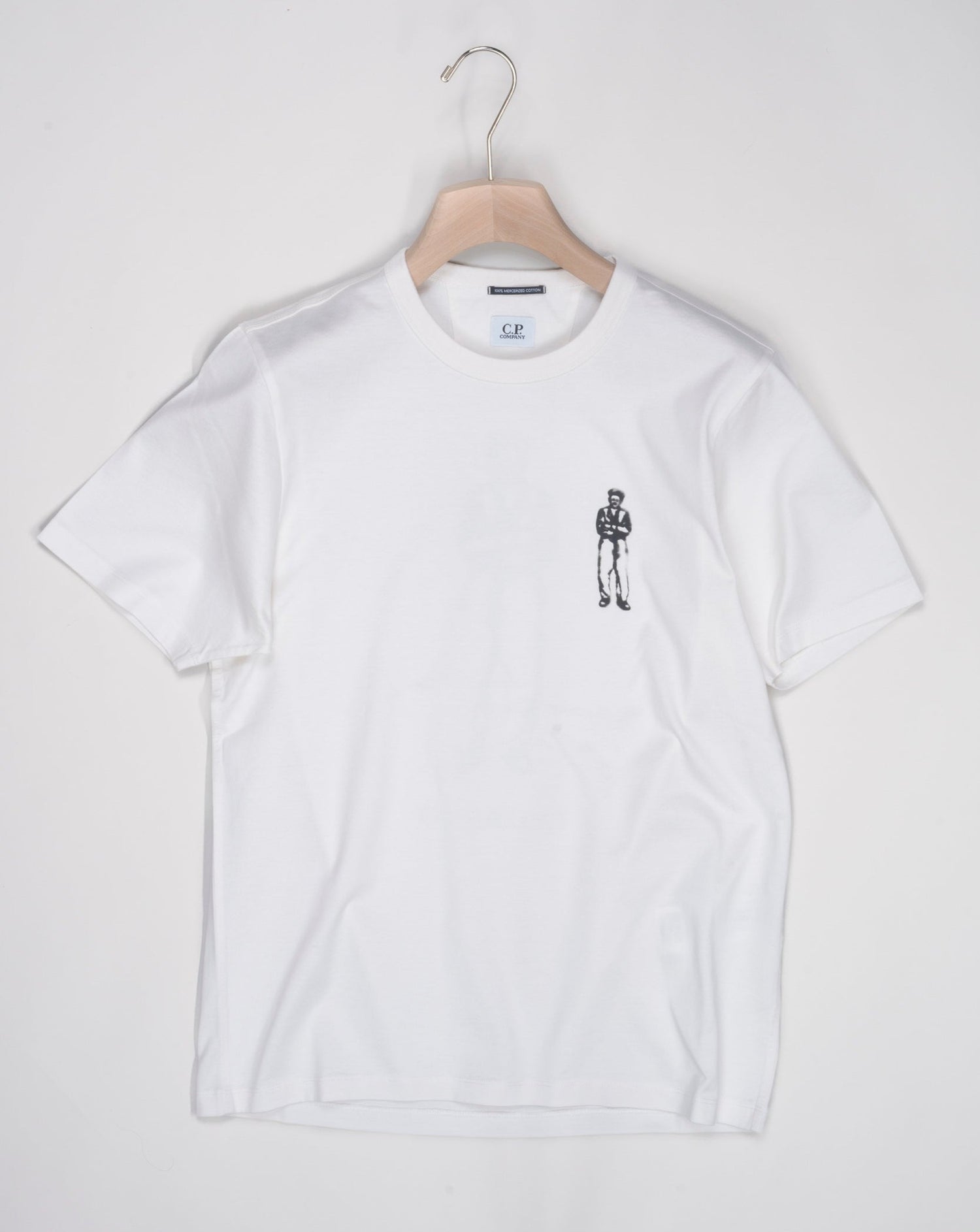 15CMTS155A 006499W Col 103 White Crew neck Short sleeves Front British Sailor graphic Brithish Sailor graphic on reverse Logo detail C.P. Company Mercerized Jersey 30/2 Twisted British Sailor T-Shirt / Gauze White