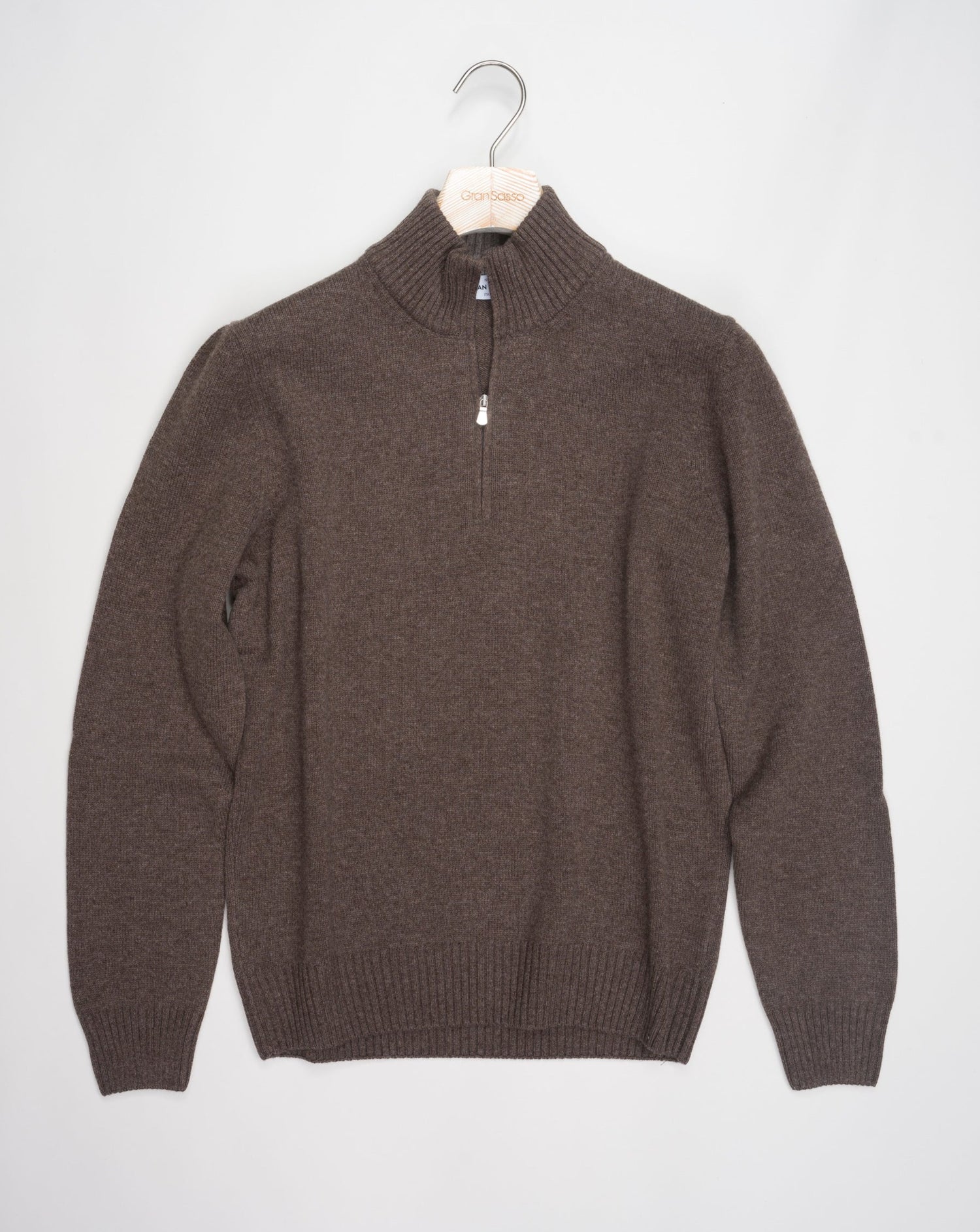 Article: 23125/19621 Color: 184 / Brown Composition: 80% Wool 10% Cashmere 10% Viscose Made in Italy Gran Sasso Wool & Cashmere Half-Zip / Brown