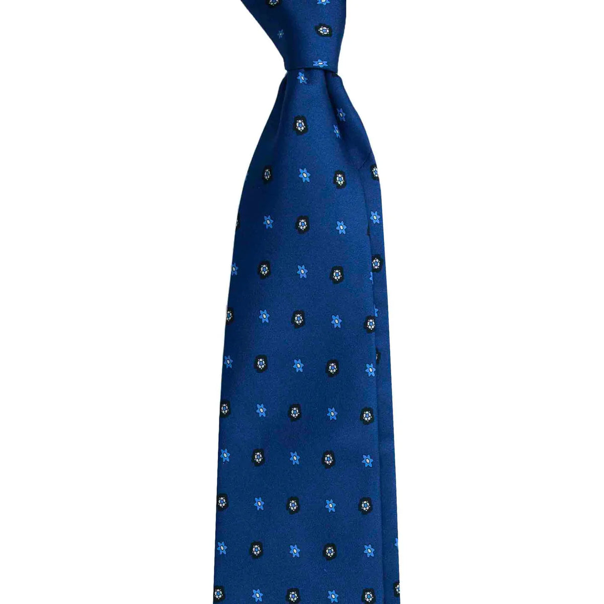 Serà Fine Silk Silk Tie with Small Flowers Pattern / Blue