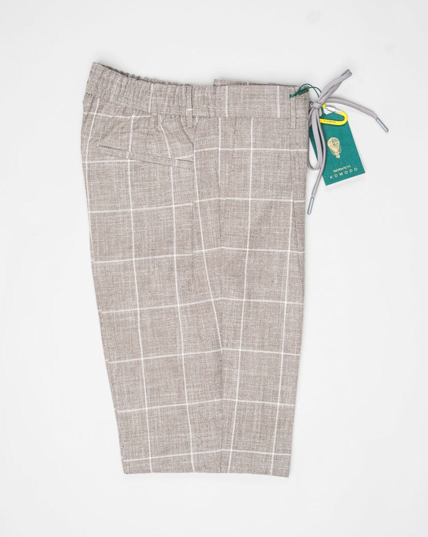 <ul> <li>Composition: 100% Cotton </li> <li>Article: ts1456x</li> <li>Model: Spiaggia 1p</li> <li>Color: Taupe</li> <li>Made in Martina Franca, Puglia, Italy Berwich Windowpane Cotton Trousers / Taupe</li> </ul>