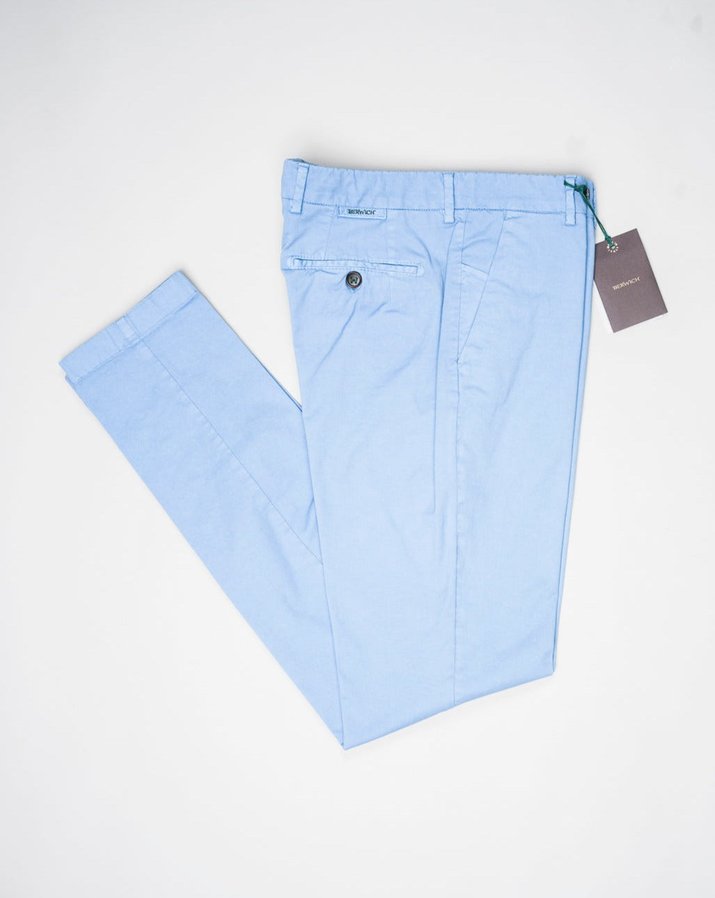 Model: Morello GD. Article: xgab. Composition: 98% Cotton, 2% Elastane. Color: Azzurro. Made in Martina Franca, Italy