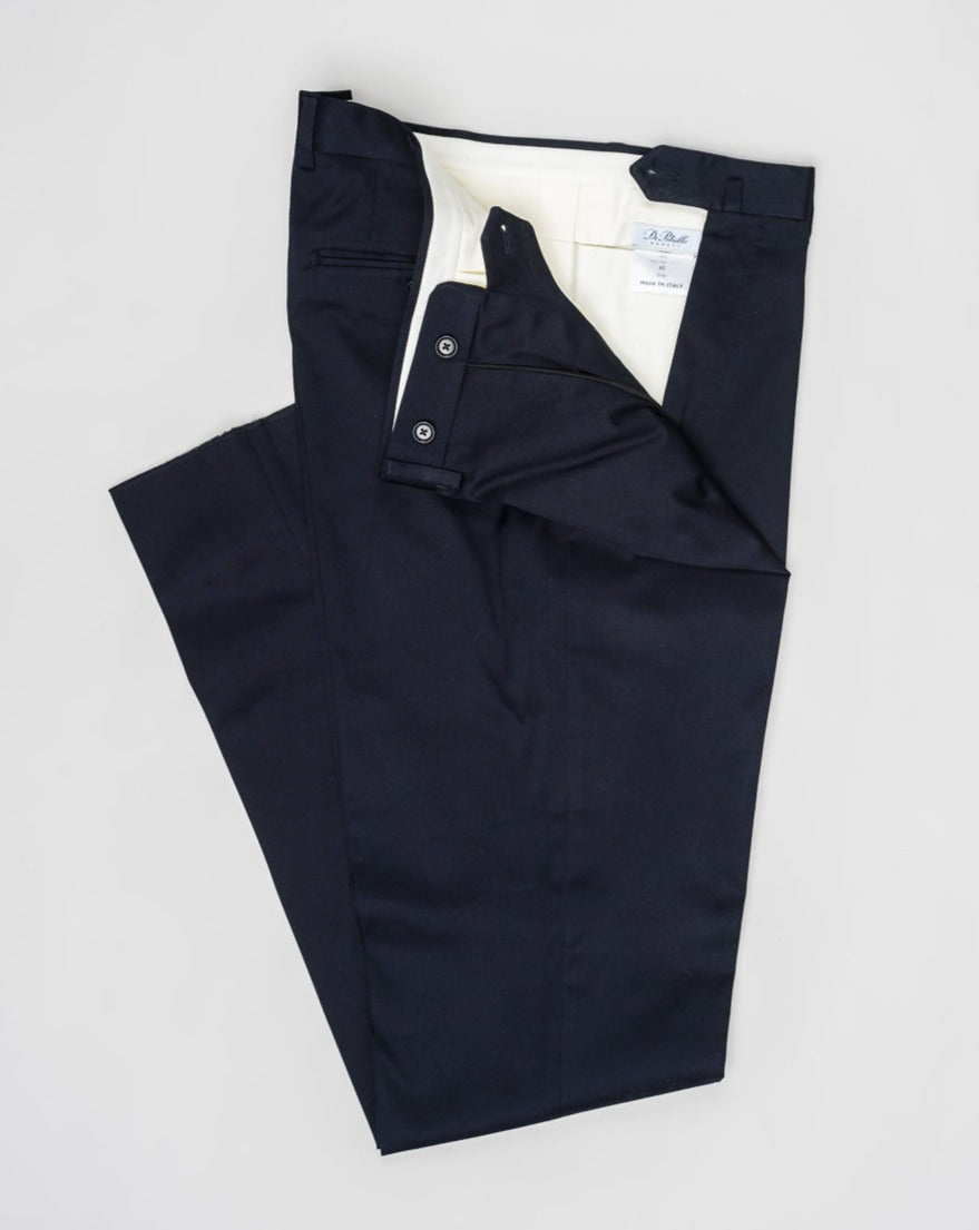 Composition: 98% Cotton 2% Lyocell. Model: B1P. Article: TP00810. Color: 6650 / Navy De Petrillo Cotton Trousers / Navy