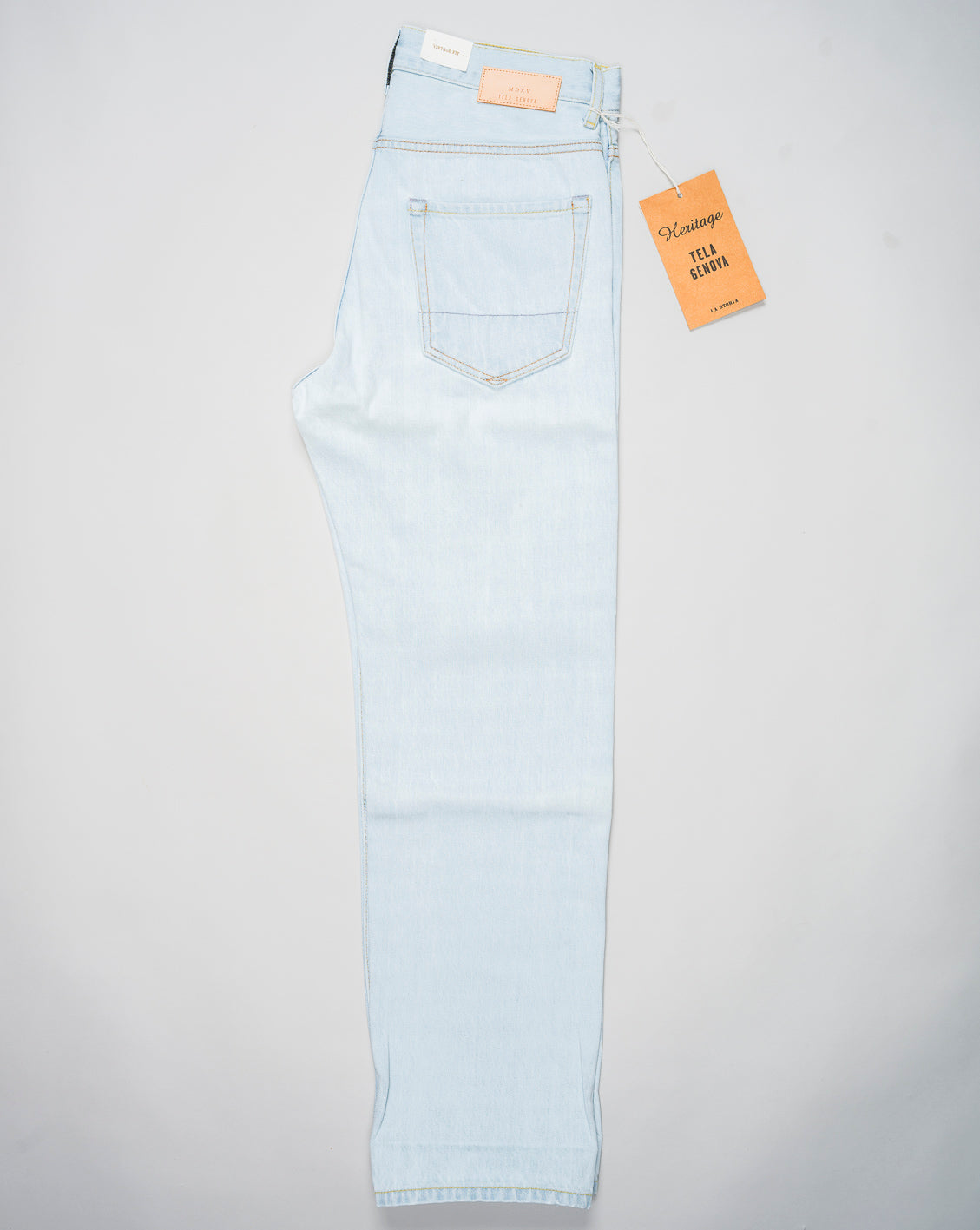 Composition: 100% Cotton 5-Pocket Color: Washed Light Blue Model: Rodolfo Article: BH-14833 Selvedge denim Made in Italy Tela Genova Vintage Fit Selvedge Jeans / Washed Light Blue