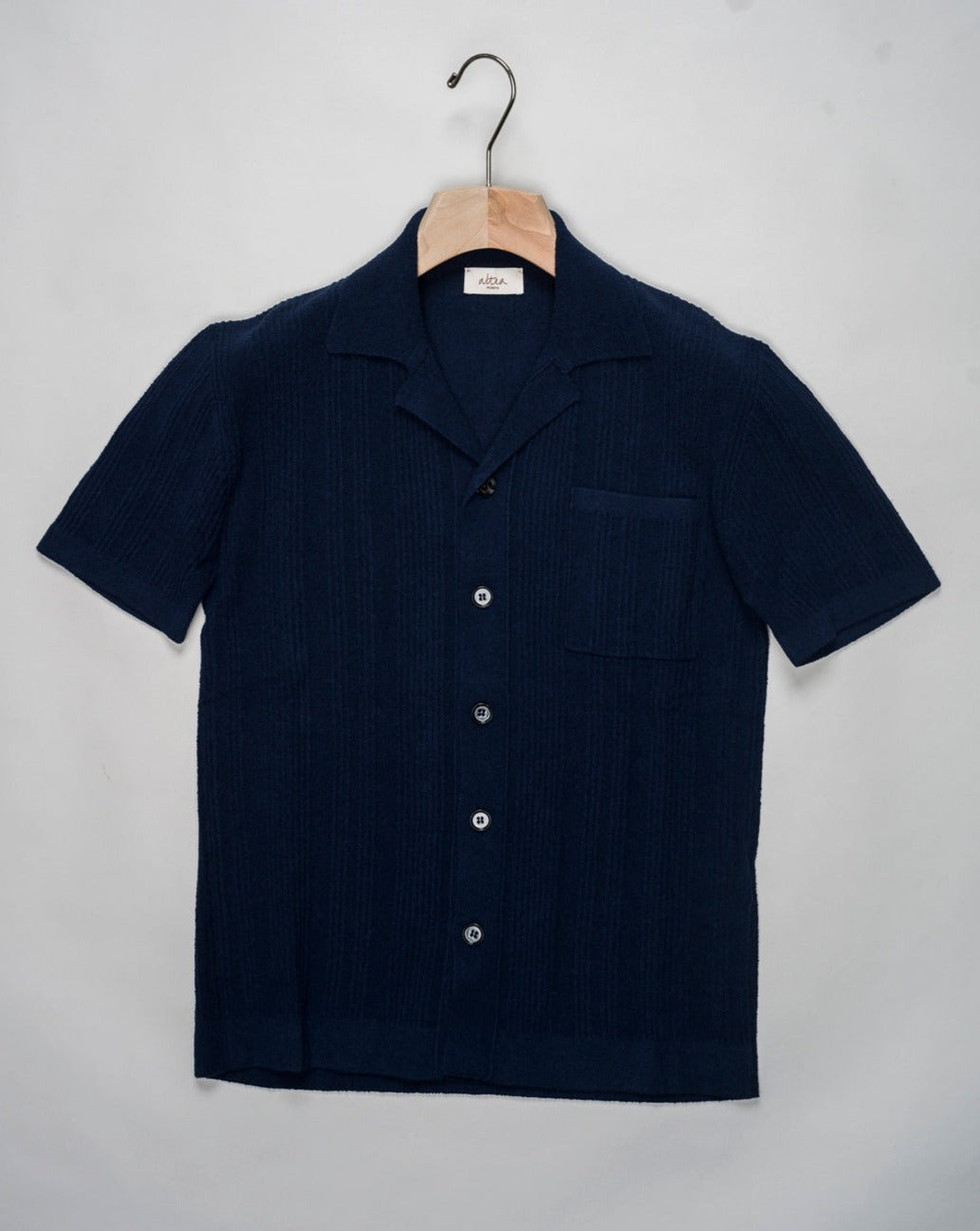Style number: 2451100. Color: Navy 01. 65% cotton, 35% polyester. Made in Italy Altea Costa Piatta Boucle Shirt / Navy