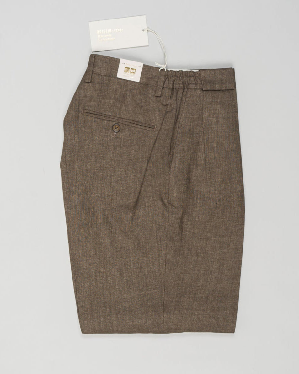 Article: 325118
Color: Light Brown / 46
Composition: 100% Linen
Pleated front
Slanted side pockets
Beltloops
Made in Naples, Italy