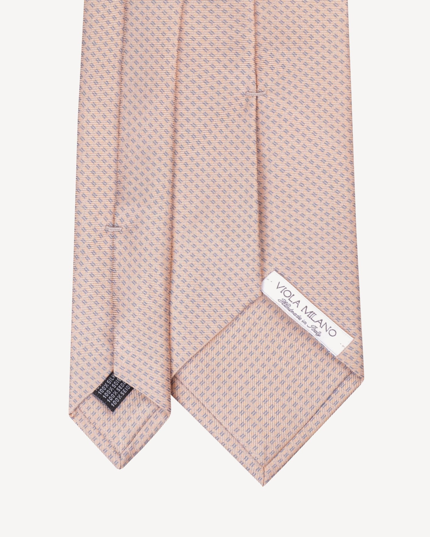 Viola Milano Square Pattern Selftipped Italian Silk Tie / Coral