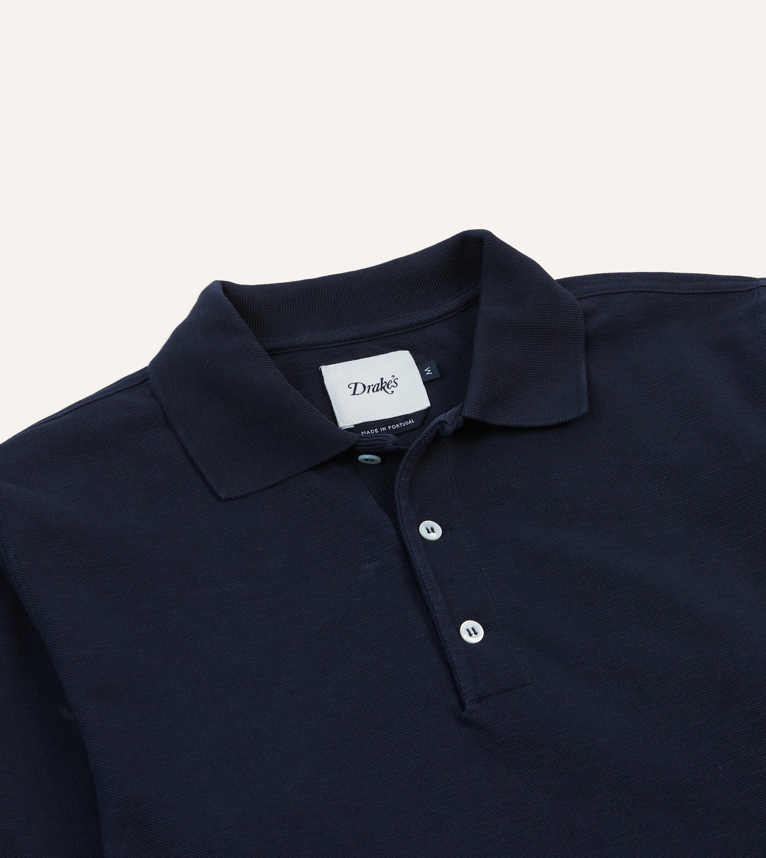 Drake's Pique Cotton Polo Shirt / Navy
