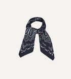 Drake's Paisley Print Cotton Bandana / Navy