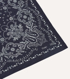 Drake's Paisley Print Cotton Bandana / Navy