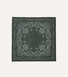 Drake's Paisley Print Cotton Bandana / Dark Green