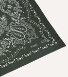 Drake's Paisley Print Cotton Bandana / Dark Green