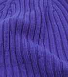Drake's Lambswool Ribbed Knit Beanie / Night Purple