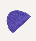 Drake's Lambswool Ribbed Knit Beanie / Night Purple