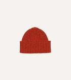 Drake's Lambswool Ribbed Knit Beanie / Ember