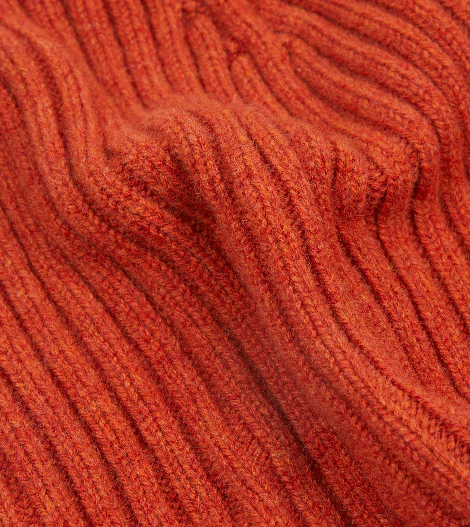 Drake's Lambswool Ribbed Knit Beanie / Ember