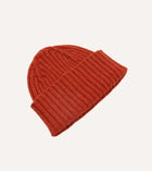 Drake's Lambswool Ribbed Knit Beanie / Ember