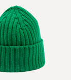 Drake's Lambswool Ribbed Knit Beanie / Billiard Green