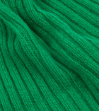 Drake's Lambswool Ribbed Knit Beanie / Billiard Green