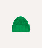 Drake's Lambswool Ribbed Knit Beanie / Billiard Green
