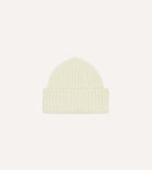 Drake's Lambswool Ribbed Knit Beanie / Ecru