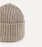 Drake's Lambswool Ribbed Knit Beanie / Natural
