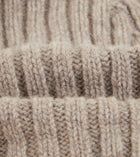 Drake's Lambswool Ribbed Knit Beanie / Natural
