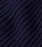 Drake's Lambswool Ribbed Knit Beanie / Navy