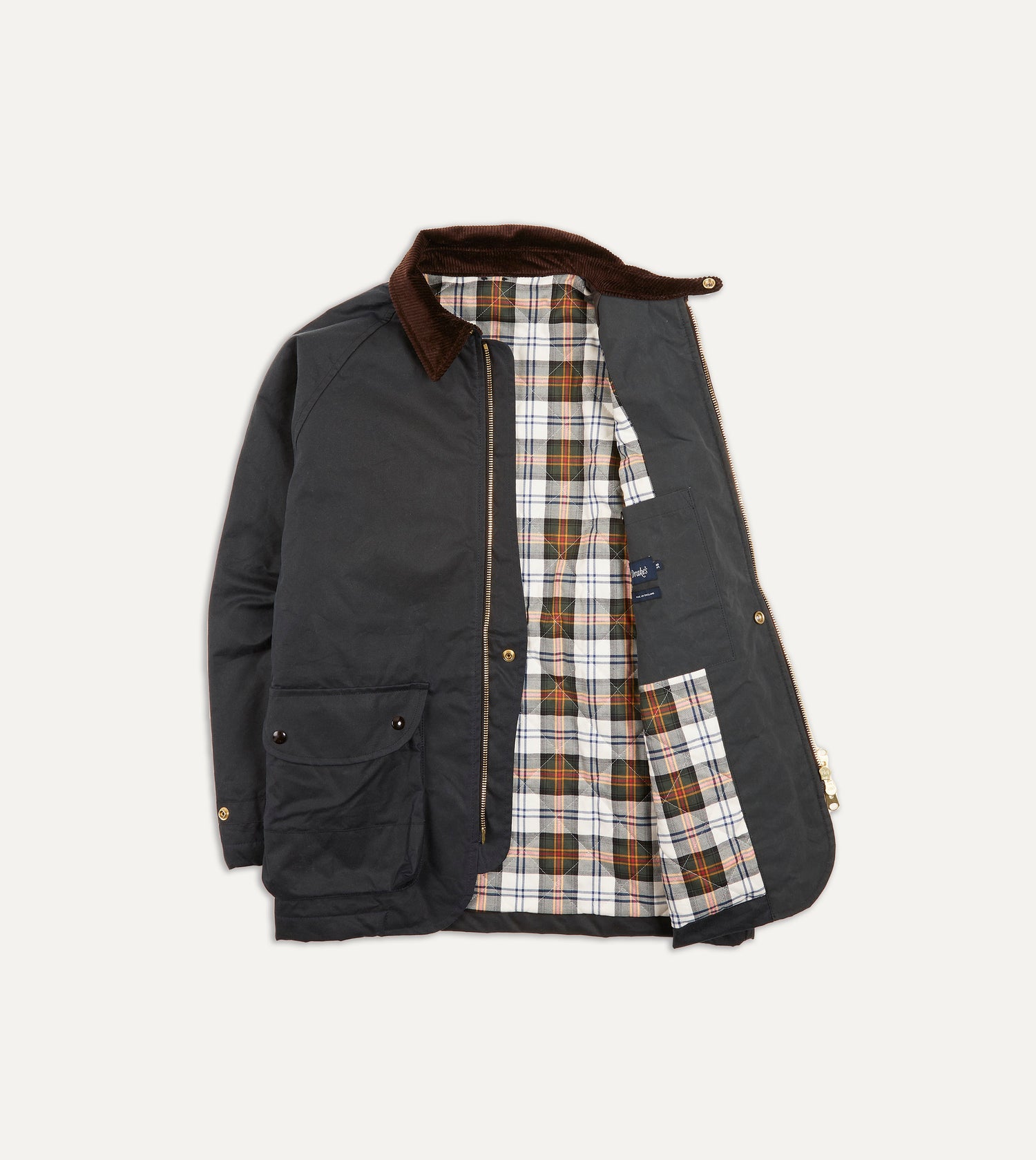 Drake's Waxed Coverall Jacket / Navy
