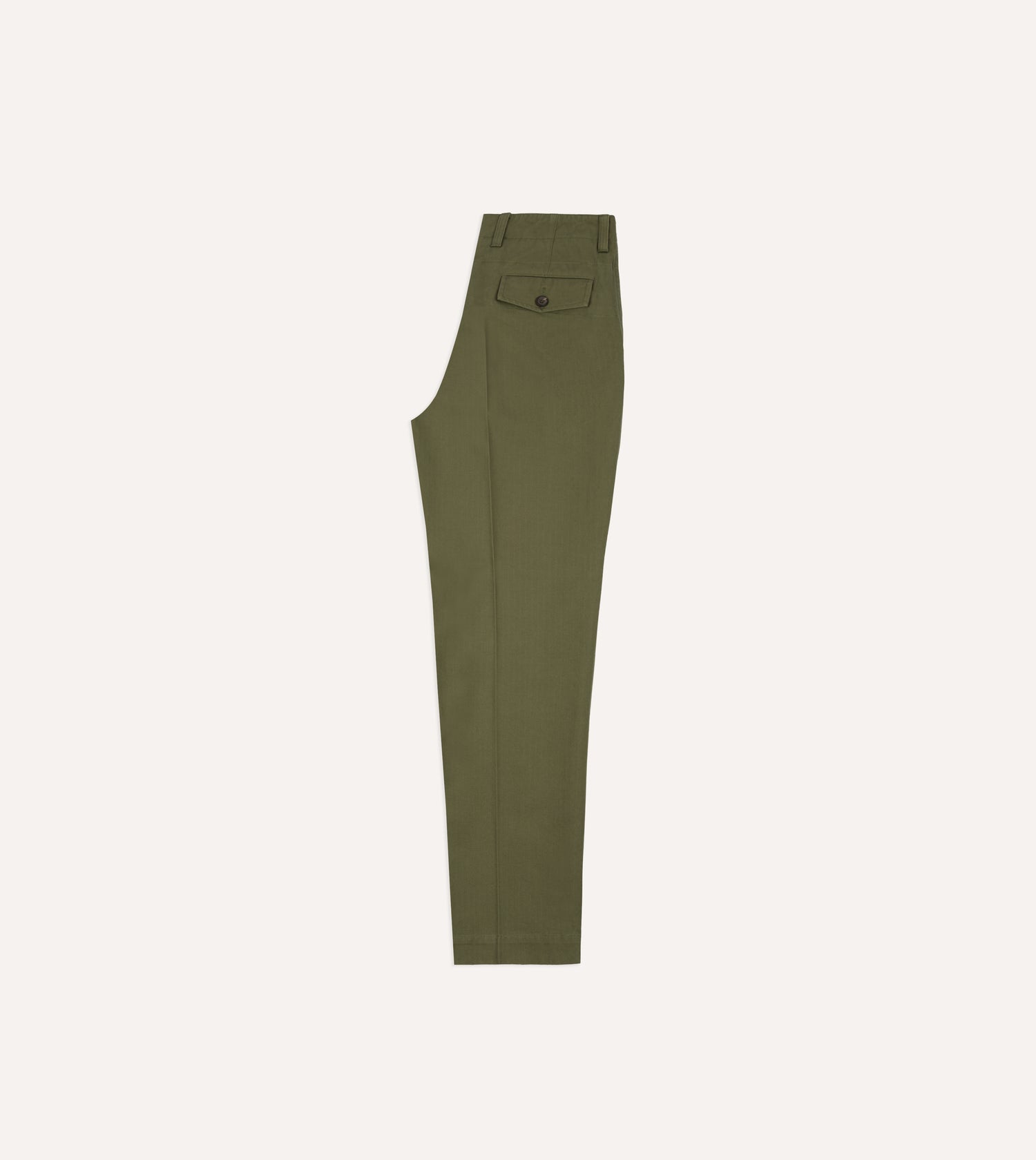 Drake's Herringbone Cotton Wide Leg Chino / Sage