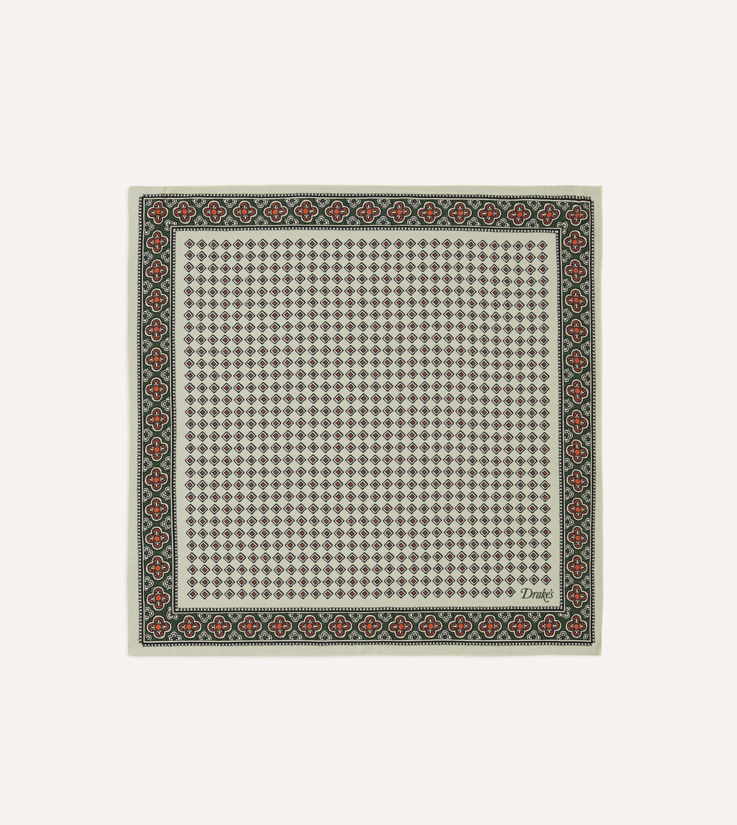 Drake's Vintage Pocket Square Silk / Ecru