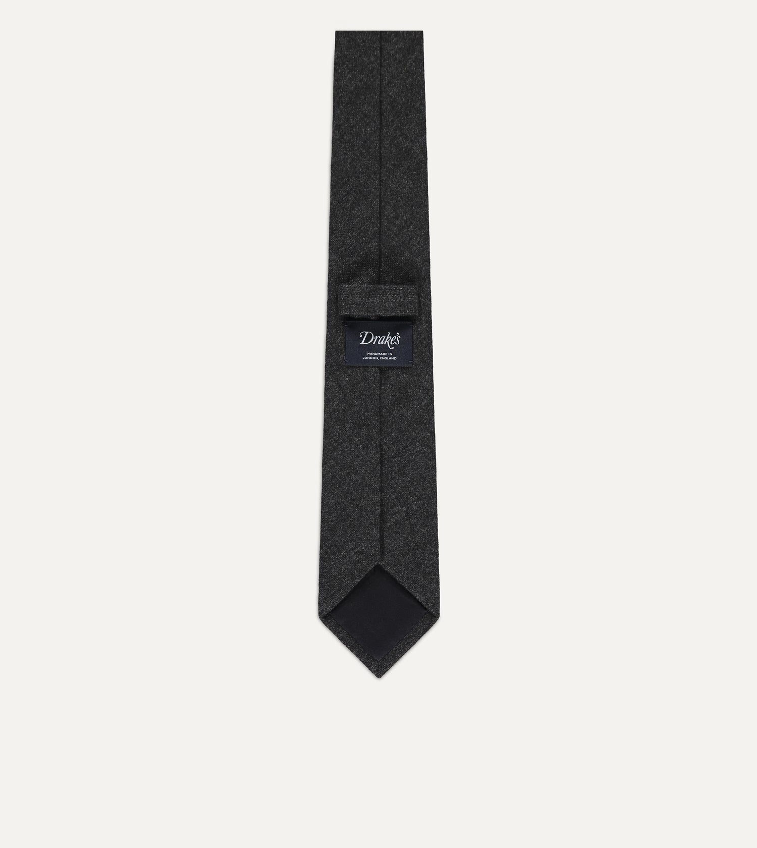 Drake's Pure Cashmere Solid Tipped Tie / Grey
